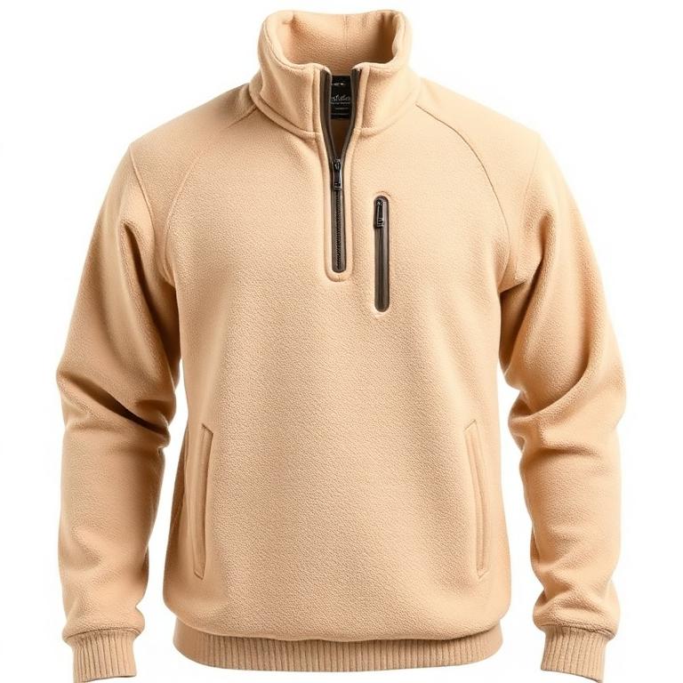 Moletom Masculino De Lã Polar Com Gola Alta E Zíper [u]